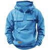 Volemo Felpa Uomo con Cappuccio Zip Felpe Cotone Hoodie Casual Retro Pullover Multitasche Autunno Inverno Blu L