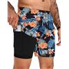 TARAINYA Costume Uomo Mare Zip 2‑in‑1 Estate Fiori Tropicale M