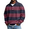 Generic Sweatshirt da uomo, top a maniche lunghe con colletto polo e bottoni in tessuto a coste di cotone misto, design a righe, per tutti i giorni, tempo libero, ufficio, 01 blu reale, XL