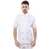 tessile astorino Giacca Cuoco e Chef Bianca - Profili Tricolore - Manica Corta - RICAMO 0 - Uomo - Casacca per Ristorante e Cucina - Bottoni Antipanico - Made in Italy (Large)