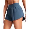 CRZ YOGA Pantaloncini Corsa Spacco Vita Alta 7cm | Fodera Rete, Orlo Delfino, Divisione Alta, Asciugatura Rapida, Leggero, per Donna