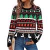 Jezonga Maglione Natalizio Donna Divertente Maglia di Natale Maglioni di Natale Pullover Sweater Stampa Fiocco di Neve Alce a Maniche Lunga Girocollo Festa Natalizie