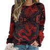 VOSERY Felpa da donna con drago rosso su sfondo nero, girocollo autunno inverno abiti alla moda top da donna 2024, Stile-9, S