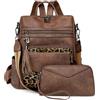 SUCIKORIO Pelle Zaino Donna Elegante Con Portafoglio, Borsa Zainetto Donna da Viaggio Antifurto Impermeabile Daypack Moderno Borsa Zainetto Lavoro Cuoio Tasche Multiple per Viaggio, Lavoro