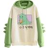 PAIDAXING Felpa con cappuccio da donna a maniche lunghe con motivo cartone animato carino per ragazze ragazze casual pullover ragazze anime cosplay maglione maglione, 05-verde, L