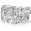LEACOOLKEY - Cintura con strass per uomini e donne, cintura in pelle western con borchie da cowgirl e cowboy, cintura lucida in vita per jeans, pantaloni, abiti, A-argento., S