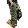 Generic Pantaloni casual da uomo in cotone 4XL: pantaloni cargo da uomo neri 3XL pantaloni estivi a tre quarti pantaloni in tessuto tinta unita capri gamba larga pantaloni da lavoro dritti con tasche mutli,