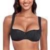 Lemorosy Reggiseno Donna Balconcino con Ferretto Imbottite Push up(Nero,1C)