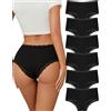 ALL OF ME Confezione da 6 Mutande Donna Cotone Slip Brasiliano da Donna con Pizzo Sexy Vita Media Traspiranti Confezione Multipla XL