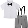 mintgreen Bambino Ragazzi Costume, Bambini Matrimonio Smoking Papillon Bretelle Maniche Corte Set di Abiti, 1-4 anni, grigio, 18-24 Mesi