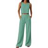 Chanpning Completo Estivo Donna Lino Tailleur Donna Estiva Senza Maniche Girocollo Tuta Completa Lino e Cotone Completi Estivi Set Casual Relax Corte Top e Pantaloni Estivi da Casa Ideale Per Vacanza