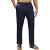 Suwangi Pantaloni Lino Uomo Pantaloni Casual Lunghi Lino Pantalone da Spiaggia Estivi Vacanza Calzoni Yoga Elastica con Tasche