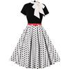 Vhersily Donna 2026 Anni '50 Abito da Cocktail retrò Vintage Manica Corta A Pois Rockabilly Swing Elegante Abito da Sposa Sera Vestito al Ginocchio Pieghe Gonna alla Moda Anni '60 Vestiti Primavera