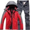Generic Tuta da sci da uomo in due pezzi, in pile, tinta unita, comoda, minimalista, alla moda, antivento, impermeabile, da neve, con tasche con cerniera