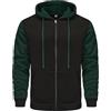 Generisch Felpa con cappuccio da uomo in design bicolore a blocchi - felpa sportiva con chiusura lampo | felpa classica per il tempo libero e lo sport, Stil_u02 verde, S