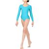 Prime fashions - Body a maniche lunghe da ragazza e donna - Nylon lucido - Vestibilità comoda, Turchese, S-M