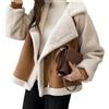 EGSDMNVSQ Giacca Invernale Donna In Lana D'Agnello Giacca Motociclista Risvolto In Cotone Finta Pelle Scamosciata Calda Cerniera Capispalla Autunno Inverno Manica Lunga Cappotto Allentato