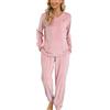 Vlazom Pigiama Donna Flanella Pigiami Due Pezzi A Maniche Lunghe Invernali | Flanella Morbida e Calda, Tasca Petto Pratica, Scollo a V Elegante, Disponibile in Più Colori Tinta Unita