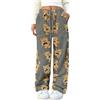 WINKEEY Pantaloni Pigiama Donna Invernali in Flanella Pantaloni Larghi comodi e morbidi in pile con Motivo di orsetto carino per la casa,Grigio scuro 2XL