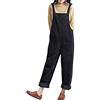 Bigassets Donna Inverno Autunno Vintage Tuta Senza maniche Salopette Style 2 Black