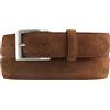 BELTINGER Cintura italiana in pelle scamosciata, larghezza 35 mm, uomo, cintura per abito, cintura per pantaloni, pelle scamosciata, fibbia argento | Tabac 80cm