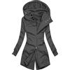 Fannyfuny Cappotto Giubbotto Donna Parka con Tasche con Cappuccio Tinta Unita Piumino Donna Pesante con Zip Completa Media Lugghezza Elegante Cappotti Colletto Alto Caldo Casual Giacca Impermeabile Nero Outdoor