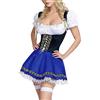Generico Donna Dirndl Oktoberfest Vestito Tirolese Abito Dirndl Tradizionale Vestito Oktoberfest Tedesco Birra Costume di Ottobre per Feste Mini Gonna a Maniche Corte Dirndls Set (2-Blue, S)