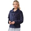 Lady Olga, camicia da notte in pile goffrato, 3 stili con cerniera, accappatoio o giacca da letto Giacca da letto, colore blu navy 42/44 IT