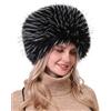 soul young Cappello di Vera Pelliccia di Volpe per Donna Stile Russo Russian Style(Nero Bianco)