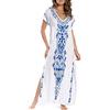 L-Peach Abito da Spiaggia Maxi Donna Copricostume da Bagno Kaftano Lungo Vestito Kimono Mare Spiaggia