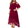 Minetom Donna Pizzo Vestito Lungo Elegante Pizzo Taglie Forti Vestiti da Cerimonia Cocktail Sera Maxi Abito Casual Estivi Abiti F Vino Rosso XL