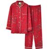 PRINCESS BRIDE Yukata giapponese in garza di cotone con trama Jacquard, camicia da notte morbida, vestaglia, camicia da notte traspirante, set di pigiama per donne, Set rosso., L