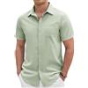 Voqeen Camicia Uomo Maniche Corte Camicie Casual con Bottoni Maglietta A Maniche Corte con Texture per Vacanze al Mare, Crociere E Matrimoni Estivi