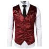 PARKLEES Lussuoso gilet da uomo con motivo cachemire metallico dorato lucido per matrimonio, ballo di fine anno, festa, abito o smoking, bordeaux, L