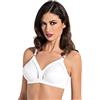 SIELEI, Reggiseno Francese Senza Ferretto, Realizzato in Microfibra Compatta e Contenitiva, Coppe Foderate in Cotone, Spalline Regolabili, Designed in Italy, Color Bianco, Taglia 8C