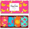 Happy Socks 4-Pack Banana Gift Box, calzini di frutta colorate e divertenti per uomo e donna, fragola, ananas, anguria (taglia 36-40)