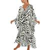 YOUKD Abito estivo lungo da donna, caftano, maxi abito bohémien, da spiaggia, copri-bikini, G bianco nero, Taglia unica