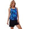 BIMEI Costume da bagno per mastectomia con tasche diviso da donna, tankini da donna, due pezzi, pantaloncini da bagno per controllo della pancia, 238, Blu, 48