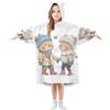ALAZA Coperta con cappuccio oversize per bambini adulti ragazze ragazzi, coperta con cappuccio in pile con orso pattinaggio calda coperta indossabile felpa con cappuccio con tasca spaziosa, S