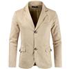 Generic Sakko - Giacca da uomo, sportiva, vestibilità normale, in lino, stile moderno, per il tempo libero, elegante, formale, festival, abbigliamento per ufficio, lavoro, matrimonio, feste, beige., M