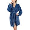 Generic Accappatoio da donna in pile felpato con cappuccio, morbido accappatoio corto con cintura, accogliente e caldo abbigliamento da notte invernale, abbigliamento da casa in flanella di lusso, vestaglia
