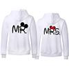 Tabiekacl Coppie Felpa Uomo Donna Manica Lunga con Tasch Felpa con Cappuccio King Queen Hoodie 1 Piece(Bianca-MR,L)