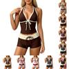 Generisch Tankini da donna con pantaloncini, costume da bagno da donna, due pezzi, push up, costume da bagno da donna, controllo della pancia, vintage, a pois, per spiaggia, piscina, vacanze