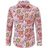 QZH.DUAO Camicia da uomo in lino stile anni 70 disco, camicia casual con motivo paisley, top floreale vintage a maniche lunghe, XL