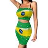Suhoaziia Top Corto Cami Increspato da Donna Gonna Aderente Bodycon Completo 2 Pezzi Abito Sexy Mini da Club Vestito Slim Fit, M