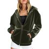 HAOLEI Felpa Donna con Cappuccio e Zip Giacca in Velluto Dorato da Donna Autunno Invernale Manica Lunga Cotone Taglie Comode Hoodie Sweatshirt Classico Oversize Pullover per Sportiva Casual in Stile College