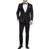 VEQUÈ Smoking Uomo Linea Sartoriale Abito Elegante Completo Giacca Pantalone Cerimonia Matrimonio (IT, Numero, 50, Regular, Regular, Nero)
