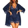RSLOVE Lingerie Donna Sexy Babydoll in Pizzo Camicia da Notte Set di Pigiama Completo Intimi Vestaglia A Rete