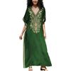 YOUKD - Abito lungo da donna, stile boho, con stampa floreale, caftano, copricapo da spiaggia, vestito ampio, per donna, Taglia unica