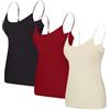 Generico Canotte Donna con Reggiseno Incorporato Cotone Curvy Canotta con Reggiseno Leggera Comodo Canottiere Intimo con Spalla Stretta Taglia Forte Base Traspirante Maglietta Senza Maniche 3 Pezzi